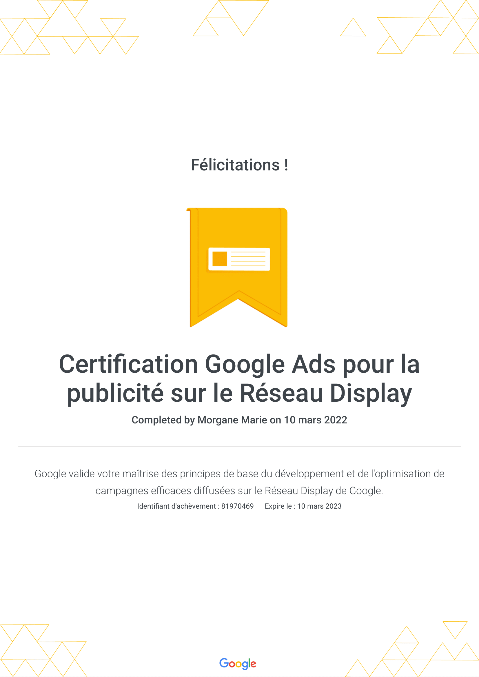 Certification Google Ads Display