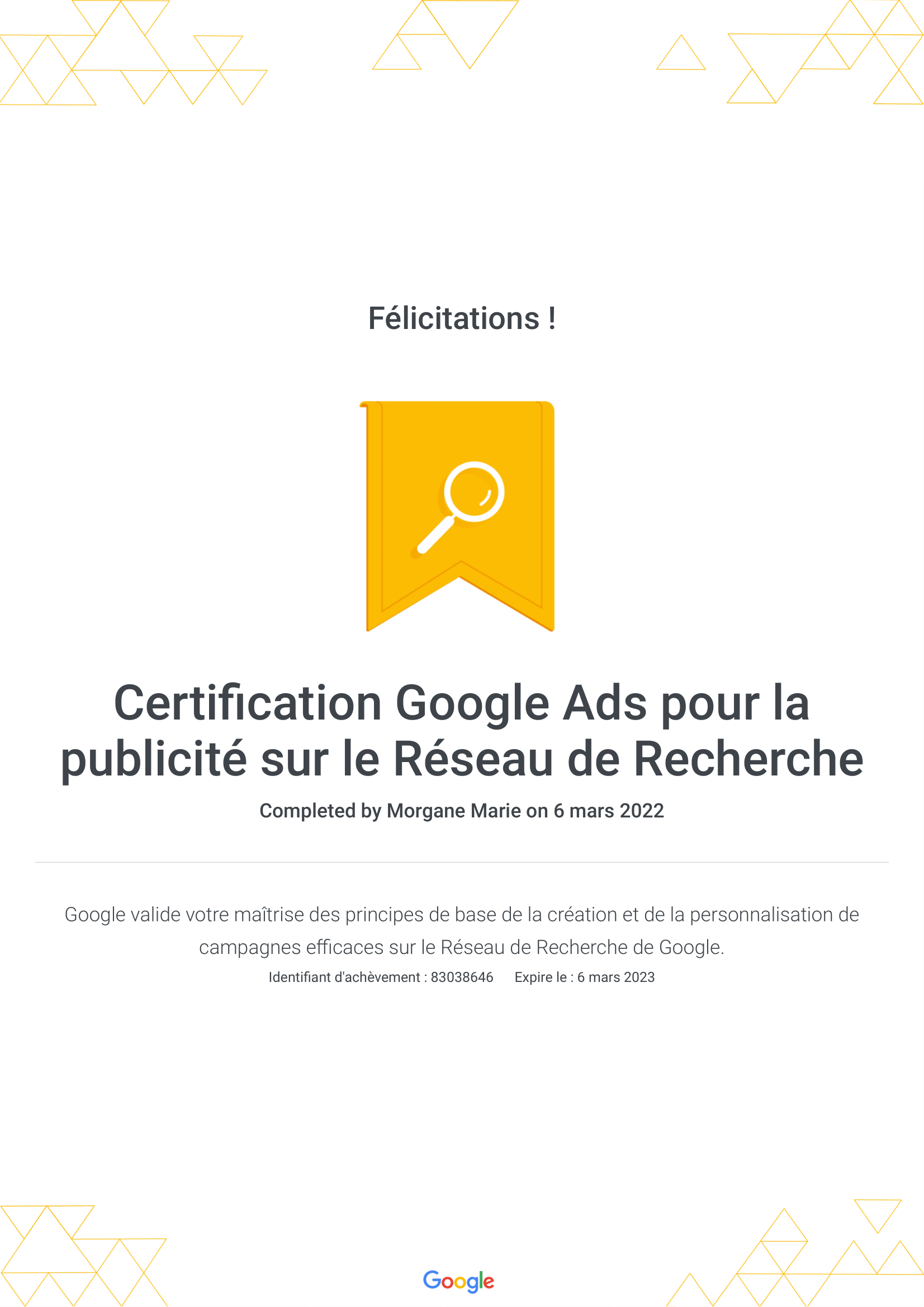 Certification Google Ads Search